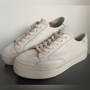 Soludos Womens Ibiza White Classic Leather Platform Sneaker Size 7